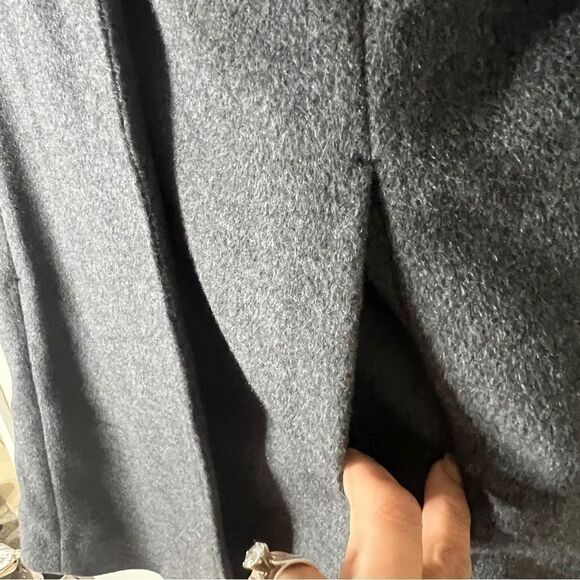 Sam Edelman Shawl Collar Hooded Wool Blend Charcoal Gray Pea Coat Size 8 - Picture 8 of 14